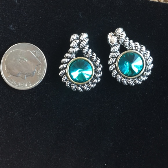 Coco Carmen Drop Earrings Silver w/ Blue Crystal - Picture 3 of 8